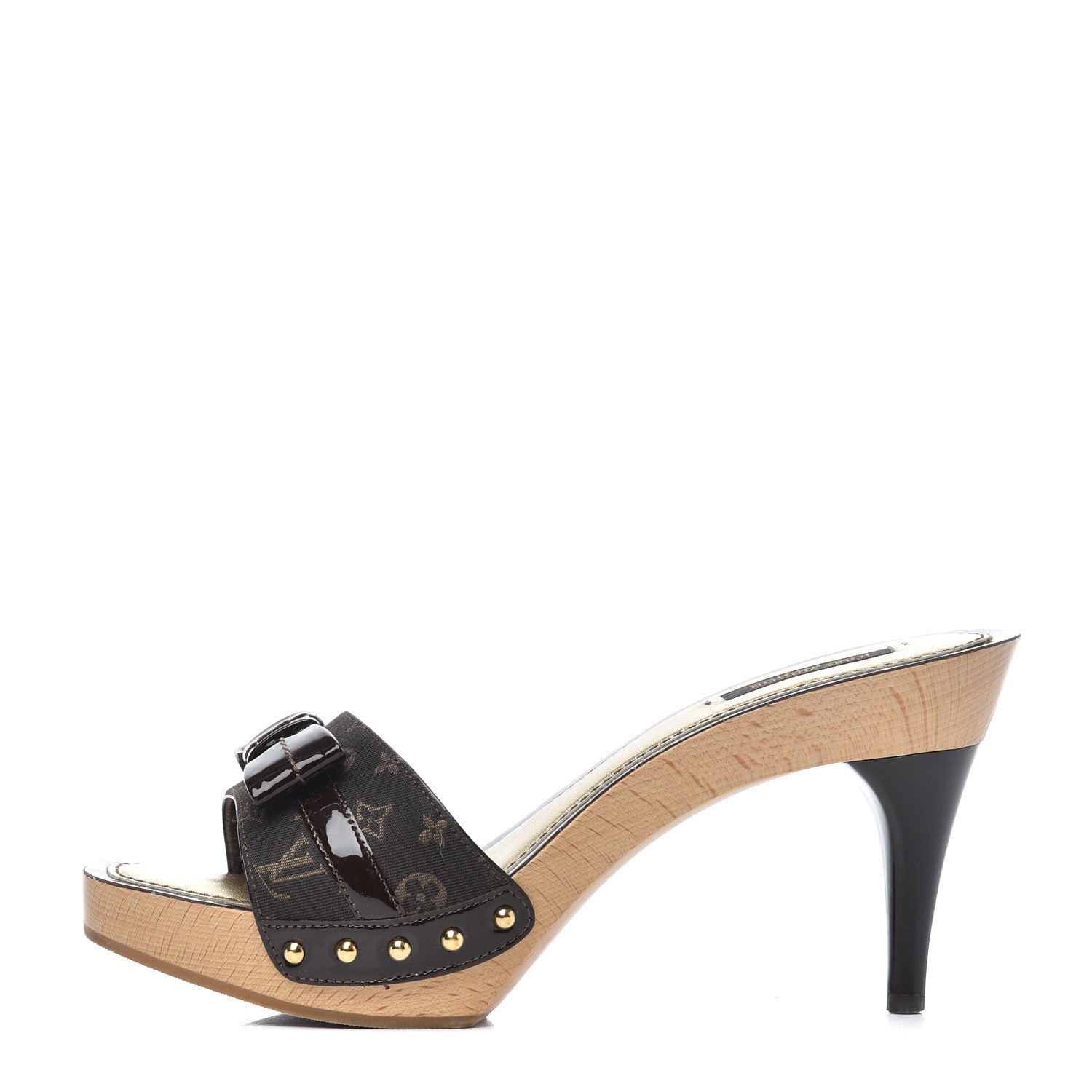Louis Vuitton Monogram Idylle Patent Bow Mules 37.5 Fusain 1 of 14
