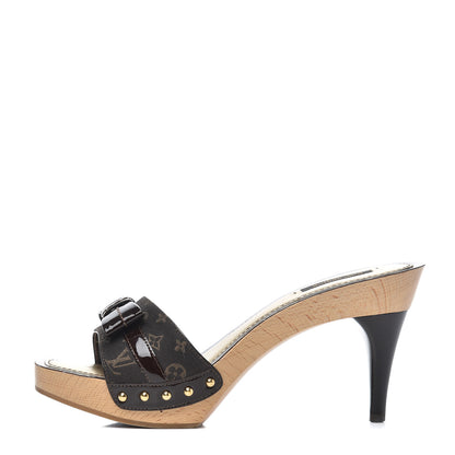 Louis Vuitton Monogram Idylle Patent Bow Mules 37.5 Fusain 1 of 14