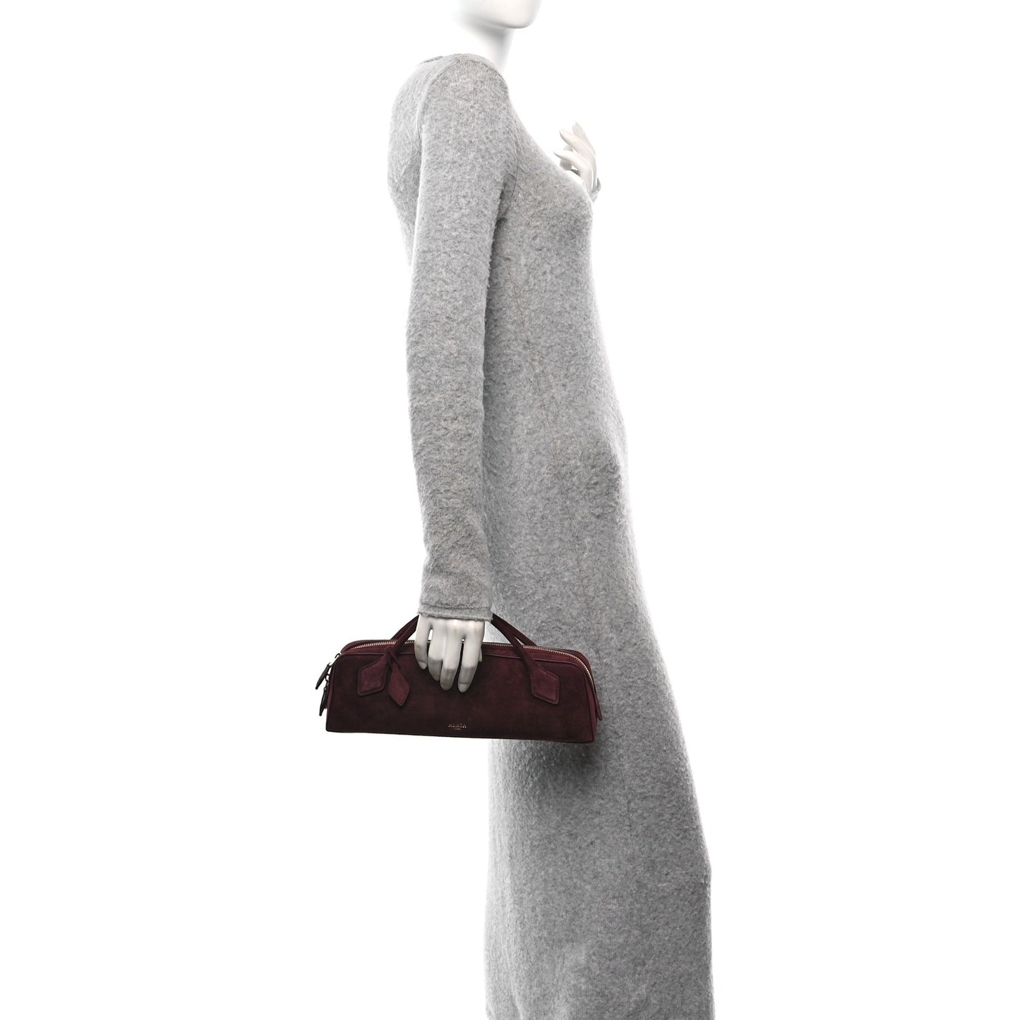 Suede Goatskin Teckel Clutch Rouge Grenat