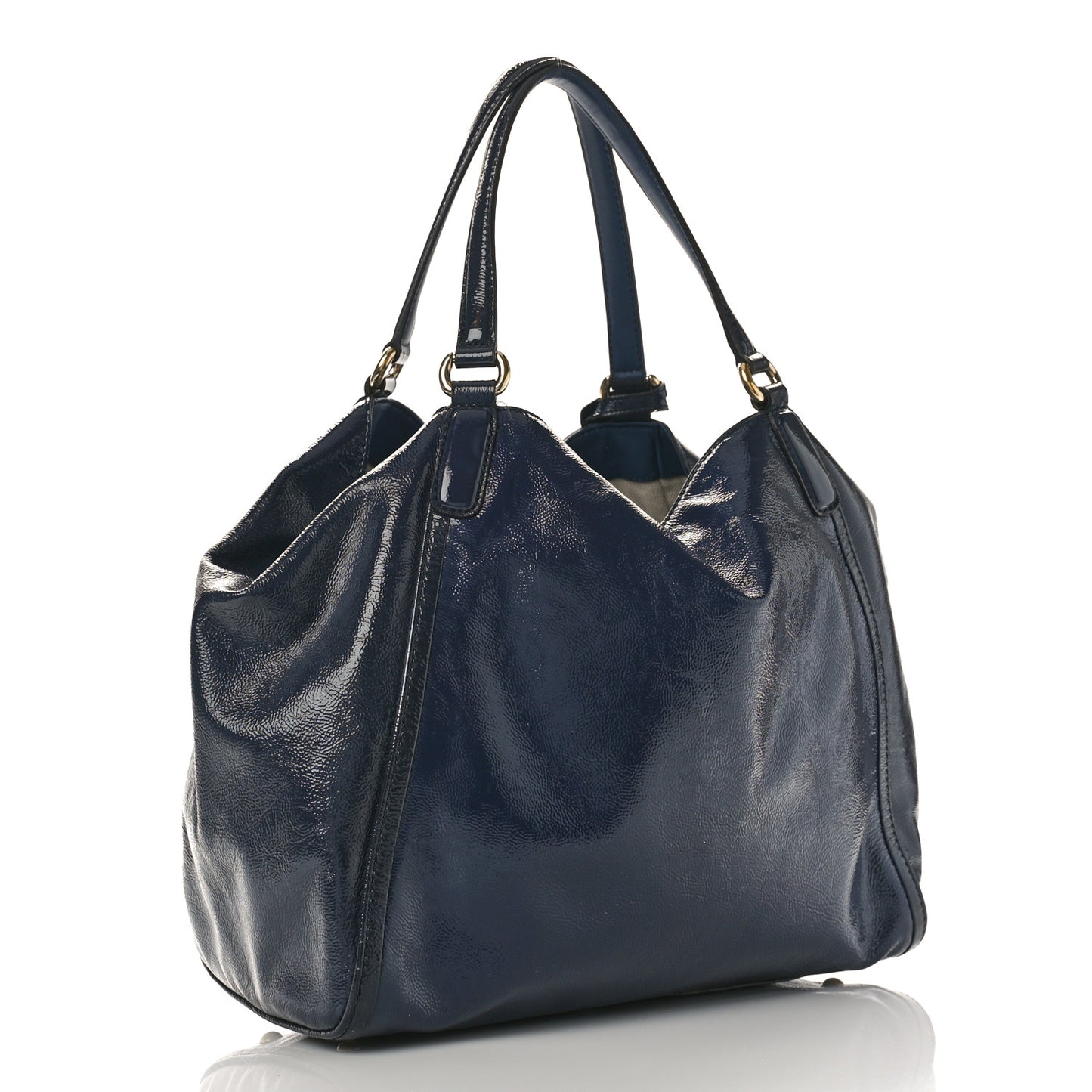 Vernice Naplack Medium Soho Shoulder Bag Uniform Blue