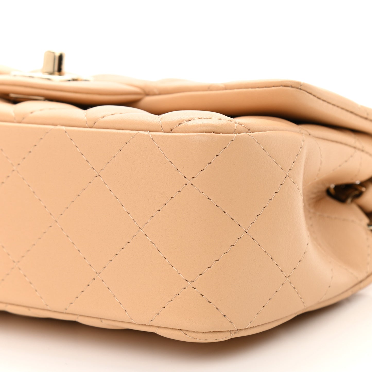 Lambskin Quilted Mini Rectangular Flap Beige