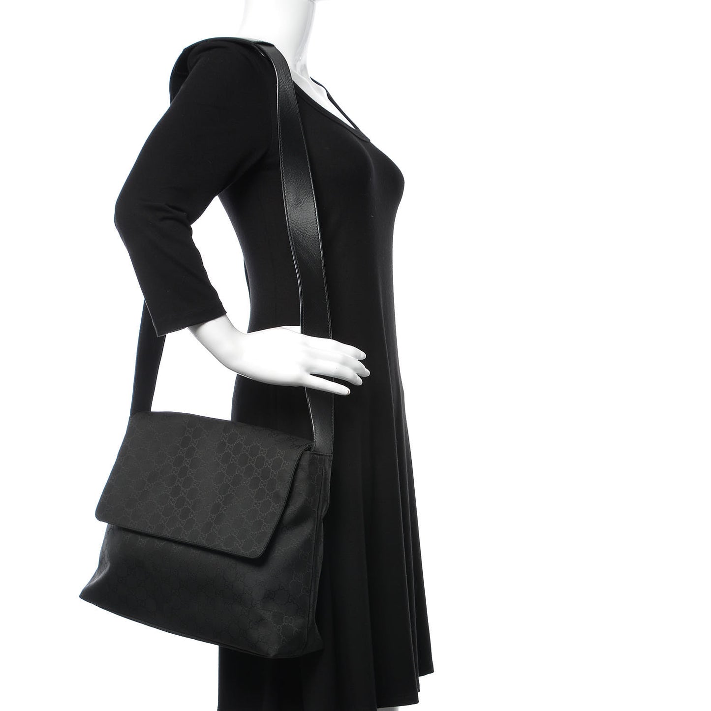 Nylon Monogram Messenger Bag Black