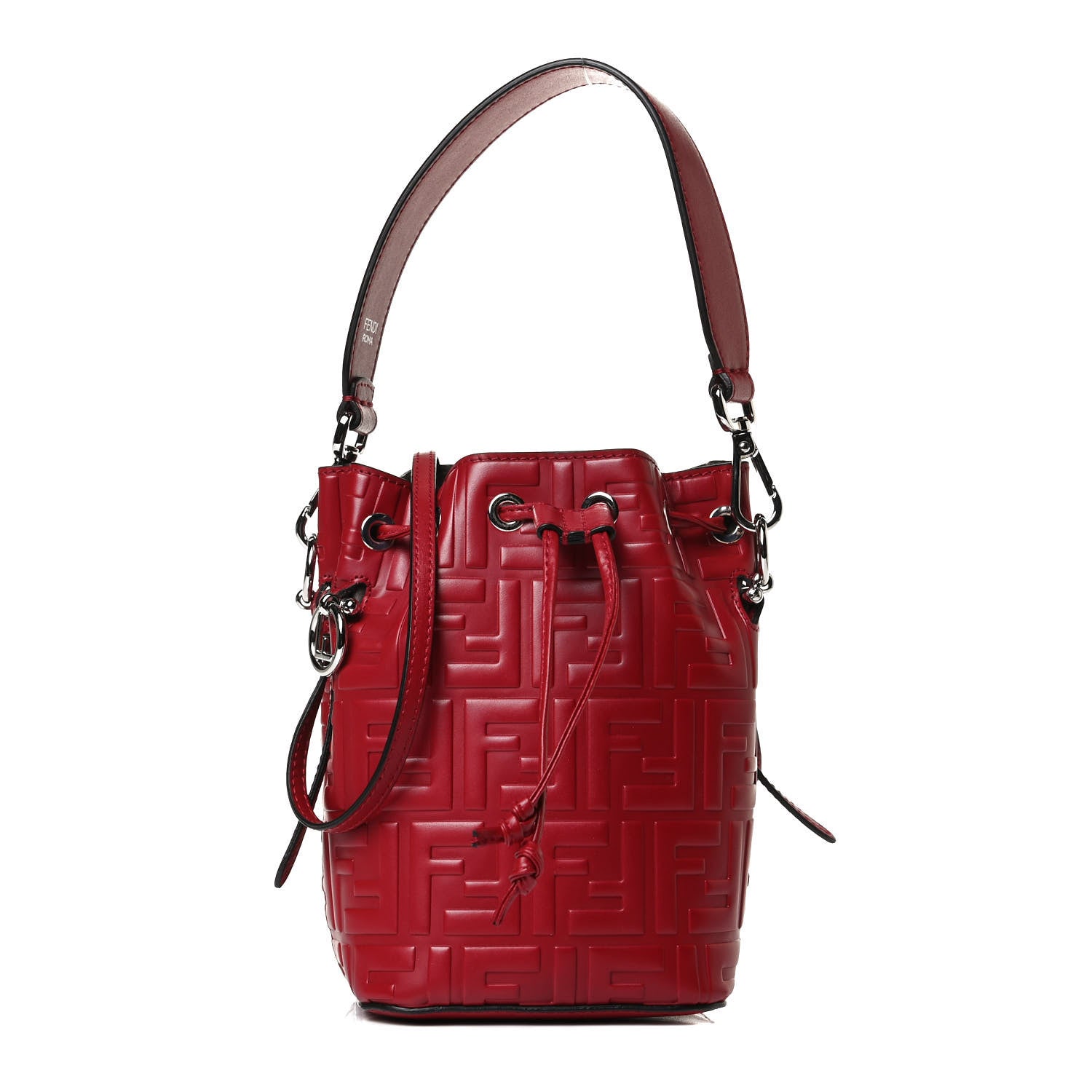 Fendi Vitello Liberty F is Fendi FF 1974 Embossed Mini Mon Tresor Bucket Bag Fragola 1 of 13