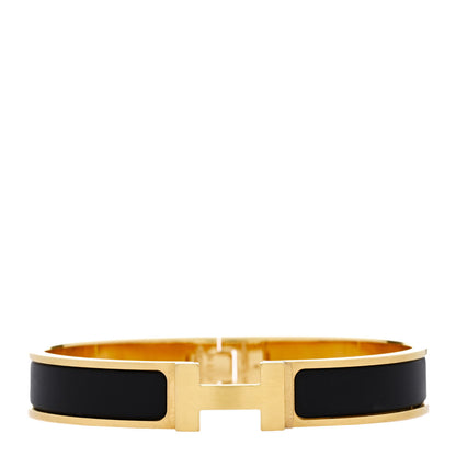 Hermes Matte Enamel Narrow Clic Clac HH Bracelet T6 Black 1 of 4