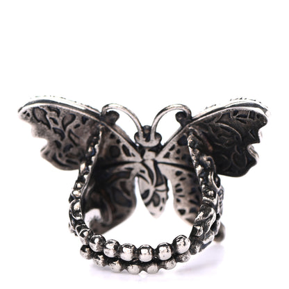 Gucci Metal Crystal Butterfly Studded Ring M Silver 3 of 4