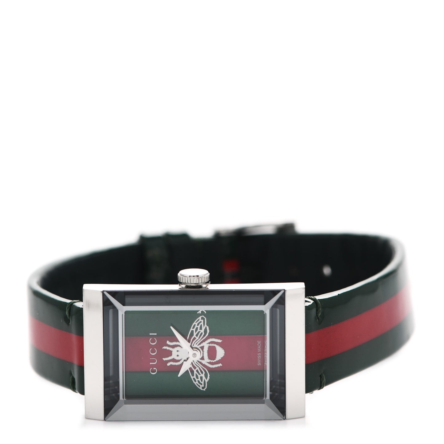 Stainless Steel Calfskin Mother of Pearl 21mm Web G-Frame Bee Quartz Watch Green