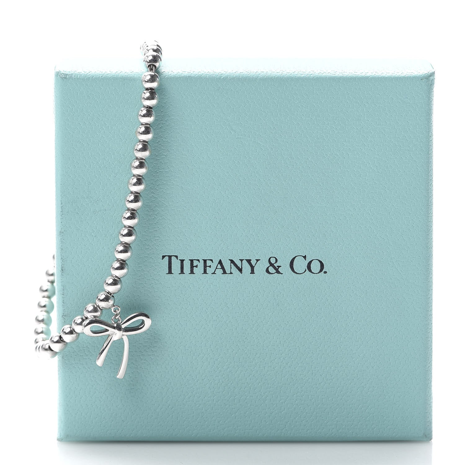 Tiffany Sterling Silver 4mm Bow Bead Bracelet 7 of 7