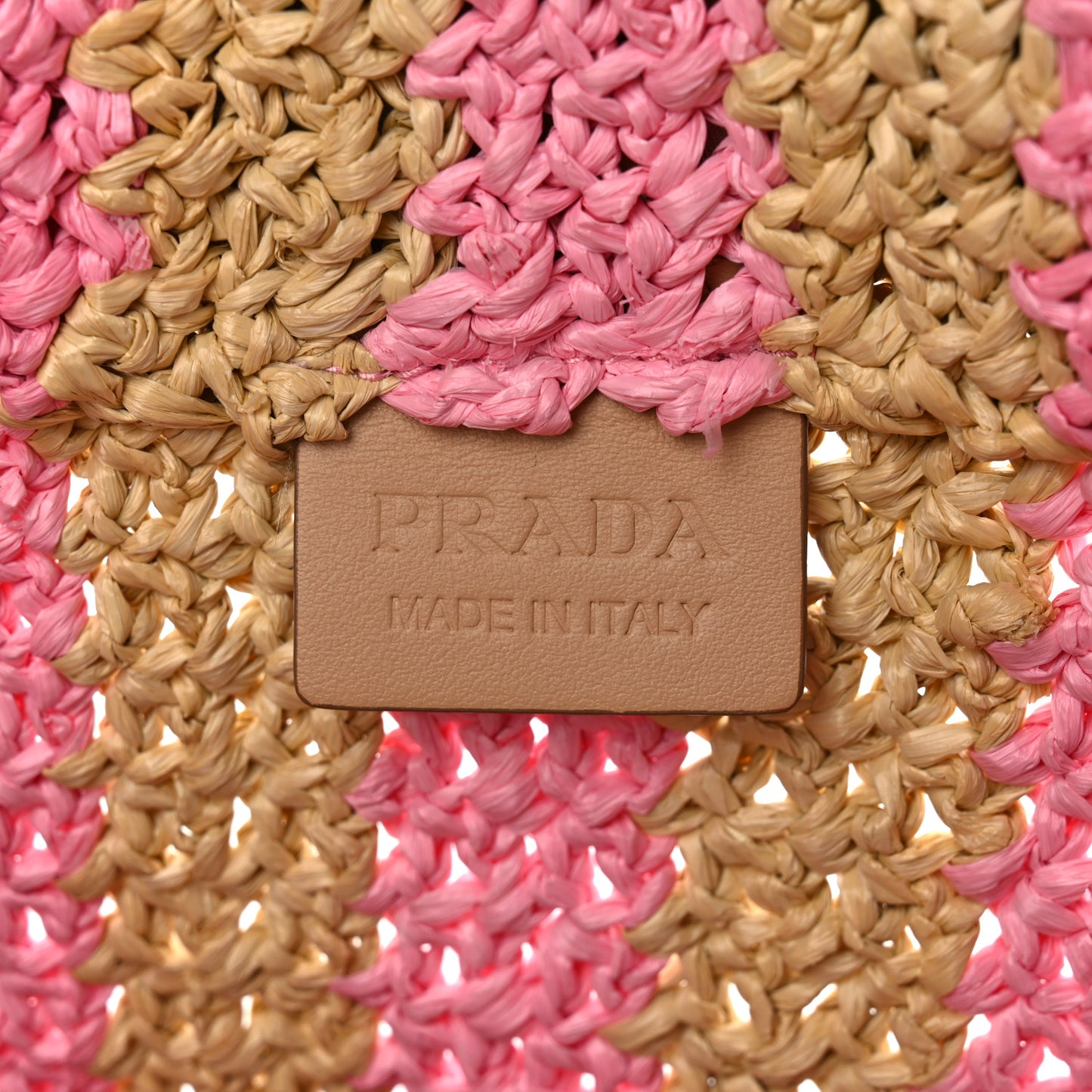 Yarn Raffia Effect Crochet Striped Small Logo Tote Naturale Petalo