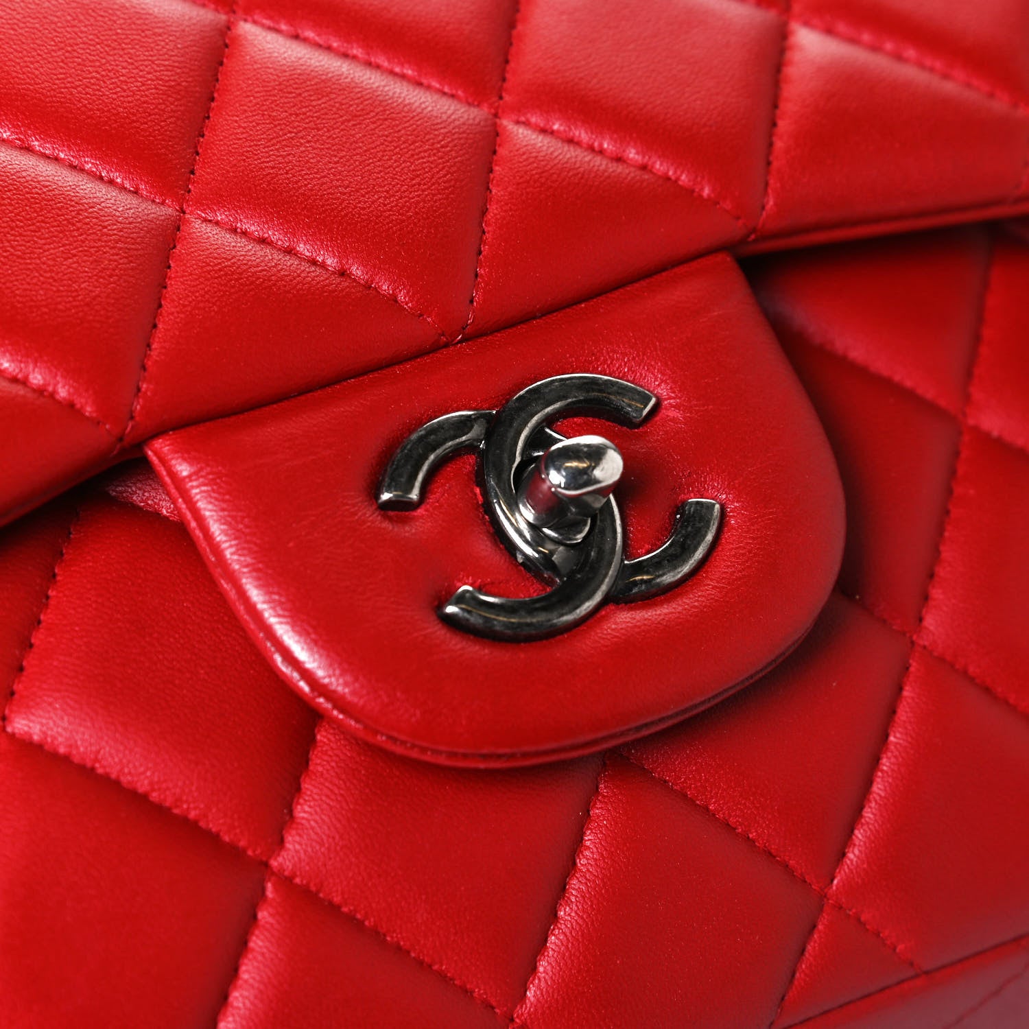 Chanel Lambskin Quilted Jumbo Double Flap Red 12 of 13