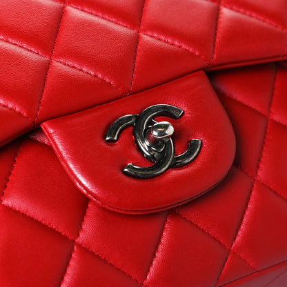 Chanel Lambskin Quilted Jumbo Double Flap Red 12 of 13