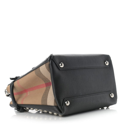Burberry Pebbled Calfskin House Check Studded Baby Banner Tote Black 4 of 14