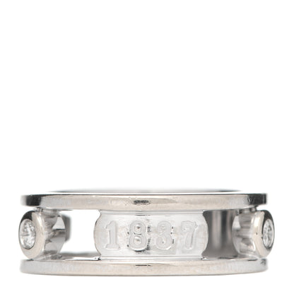 Tiffany 18K White Gold Diamond 1837 Ring 52 6 3 of 4