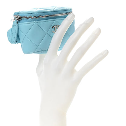 Chanel Lambskin Quilted Arm Coin Purse Neon Blue 2 of 11