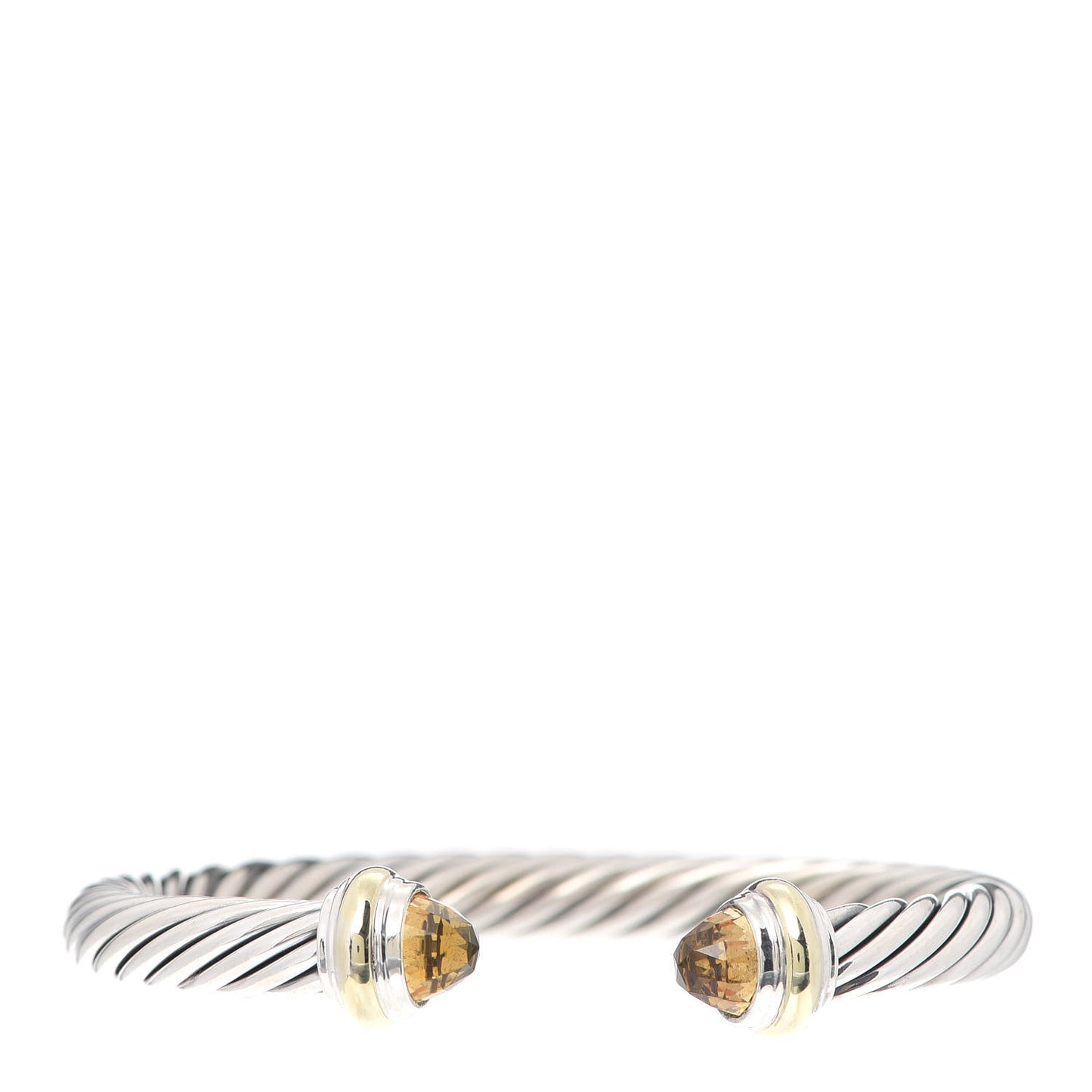 Sterling Silver 14K Yellow Gold Citrine 7mm Cable Classics Bracelet