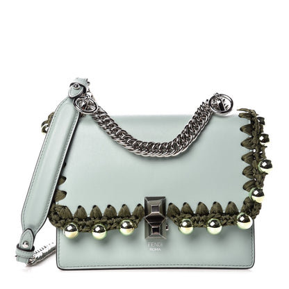 Fendi Vitello Liberty Ribbon Pearl Lace Up Small Kan I Shoulder Bag Pale Blue 1 of 9