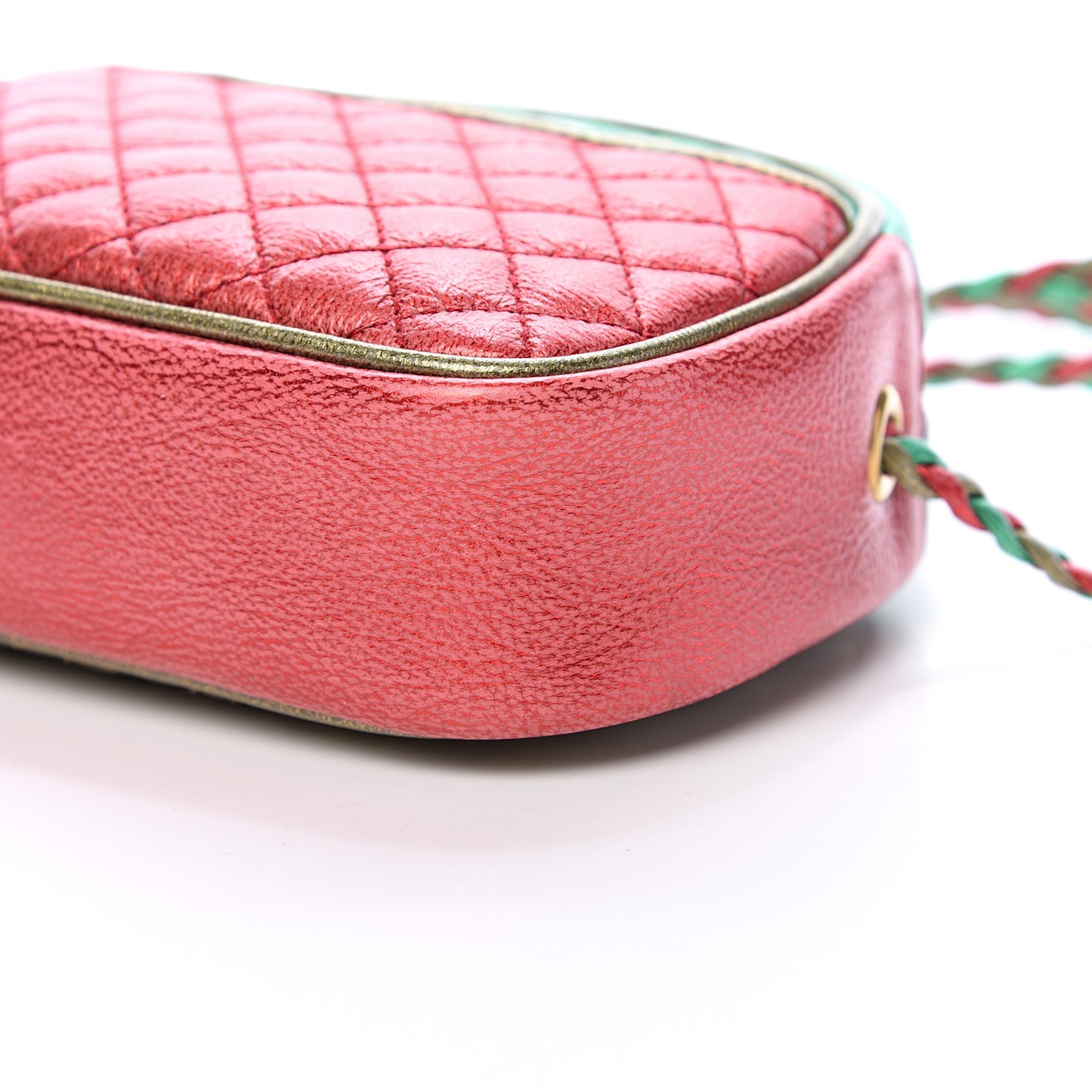 Laminated Nappa Trapuntata Mini Zumi Dome Shoulder Bag Rosso Jasmine Green Rame