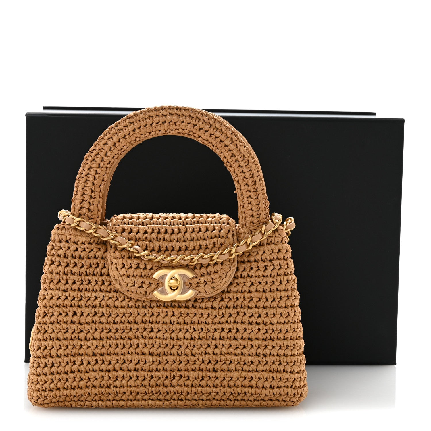 Chanel Braided Raffia Nano Kelly Flap Bag Dark Beige 11 of 11