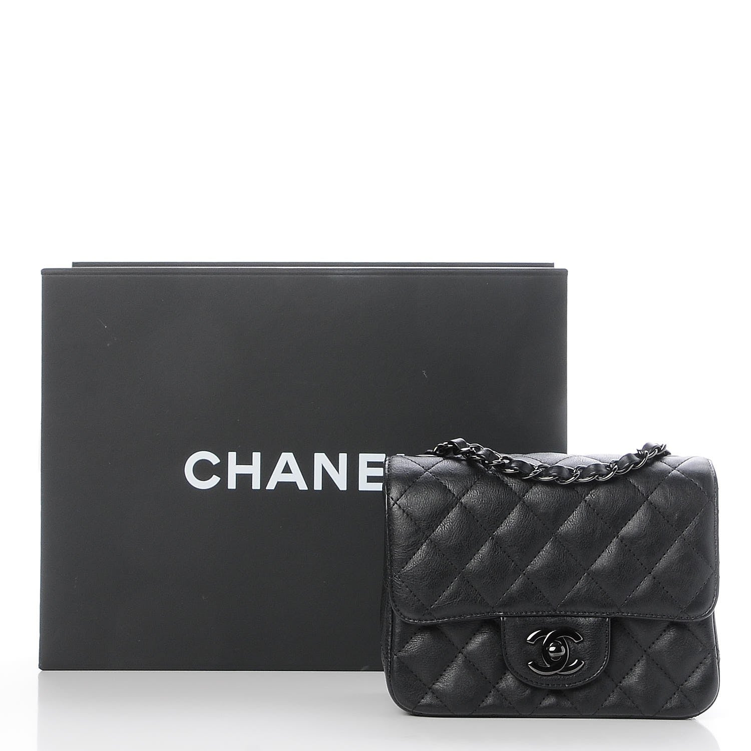 Chanel Crumpled Calfskin Quilted Mini Square Flap So Black 8 of 8