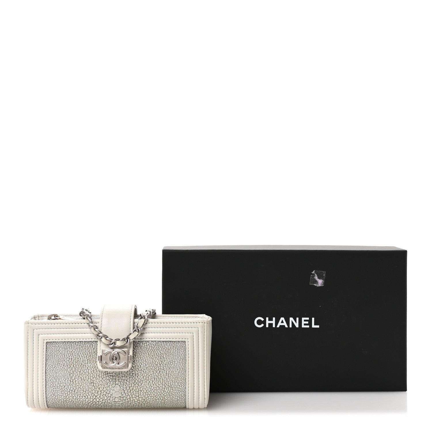 Chanel Metallic Galuchat Stingray Lambskin Mini Clutch With Removable Chain Silver 12 of 12