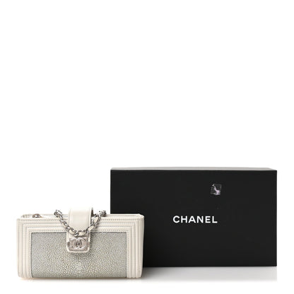 Chanel Metallic Galuchat Stingray Lambskin Mini Clutch With Removable Chain Silver 12 of 12