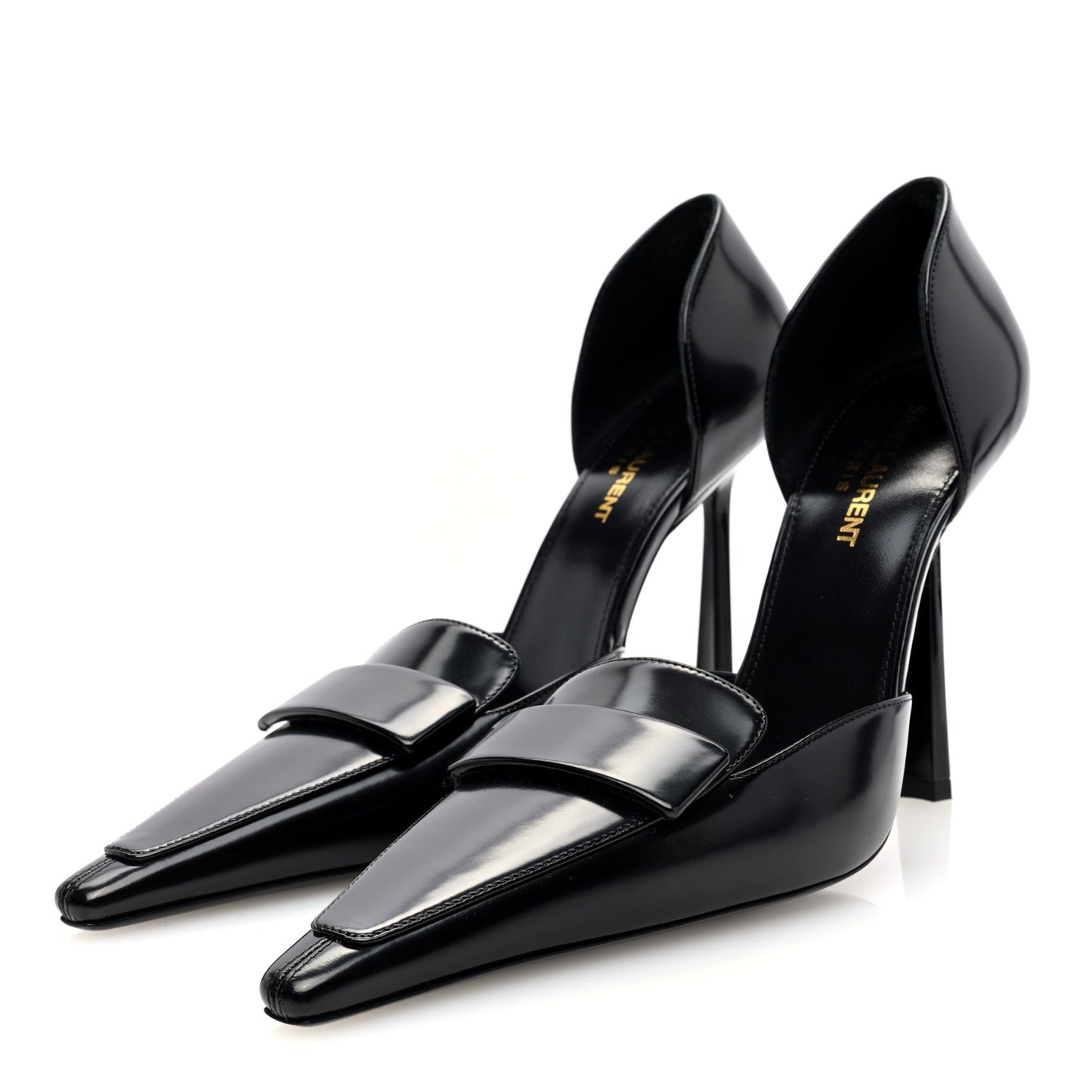 Patent Calfskin Dorsay 110 Pumps 38.5 Black