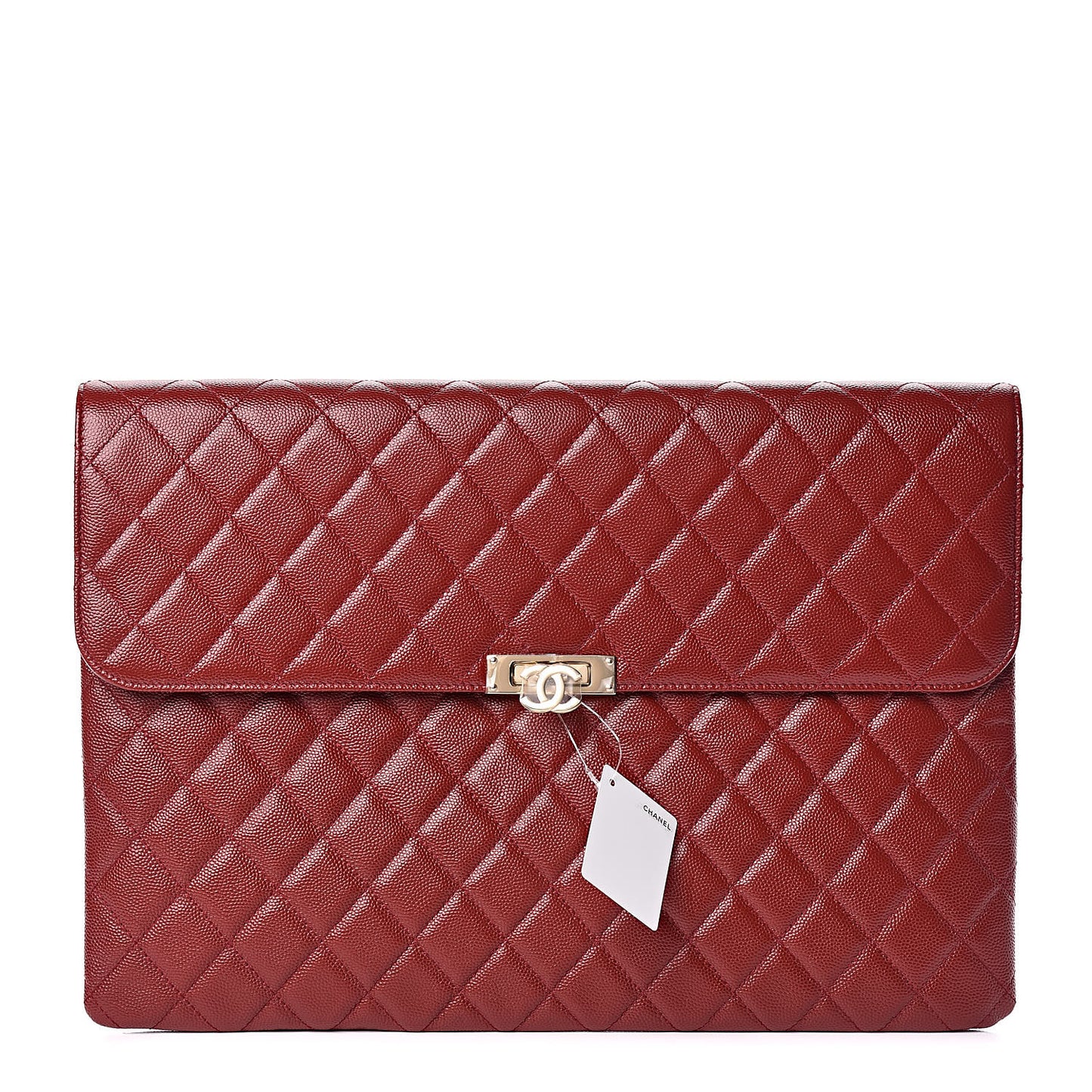 Caviar Quilted Large Golden Class Pouch Dark Red
