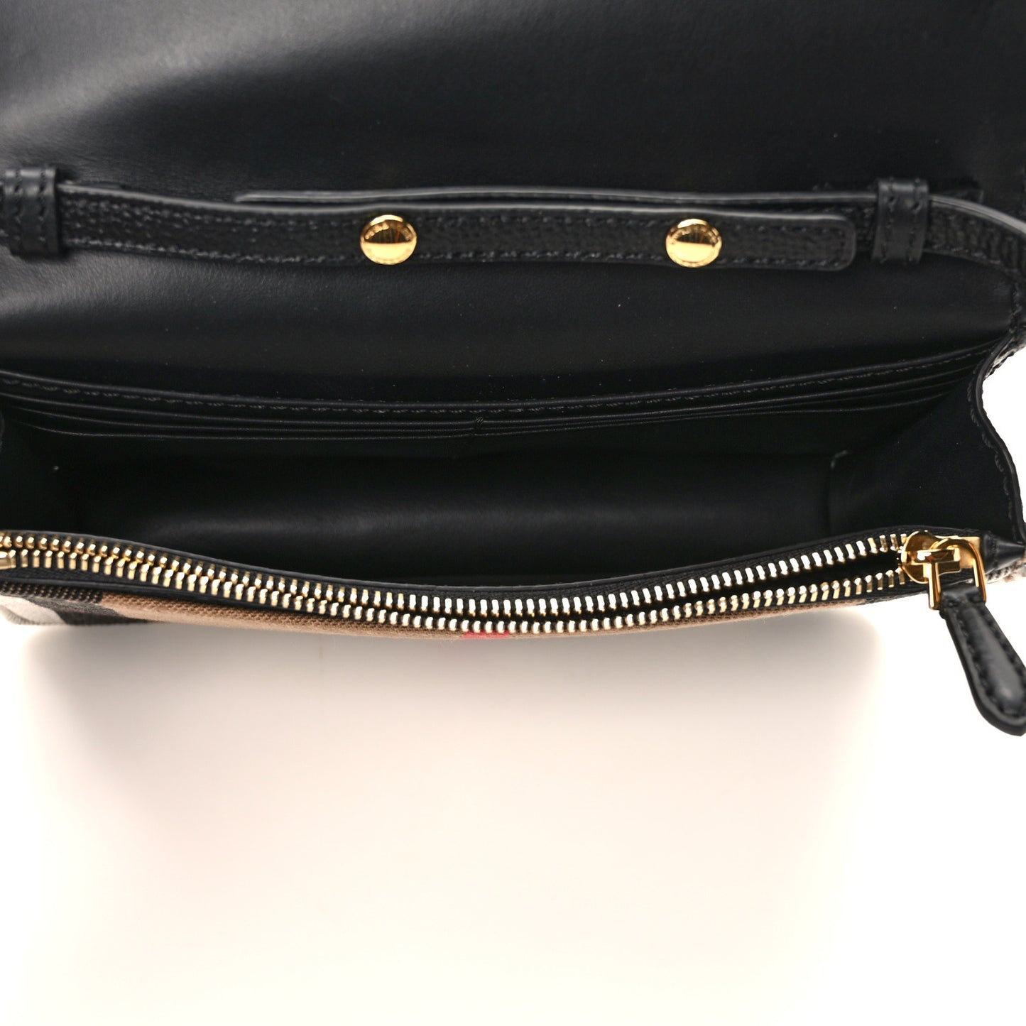 Grainy Calfskin House Check Henley Wallet On Chain Black