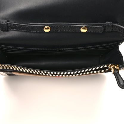 Burberry Grainy Calfskin House Check Henley Wallet On Chain Black 5 of 8