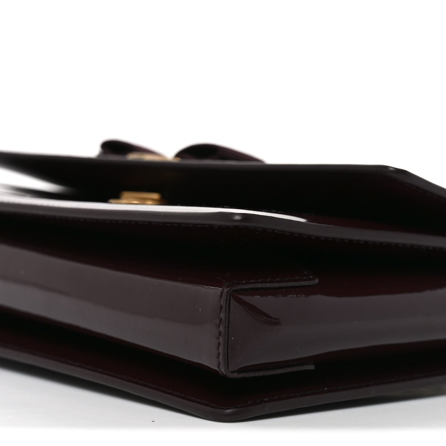 Salvatore Ferragamo Patent Ginny Vara Bow Shoulder Bag Rouge Black 17 of 19