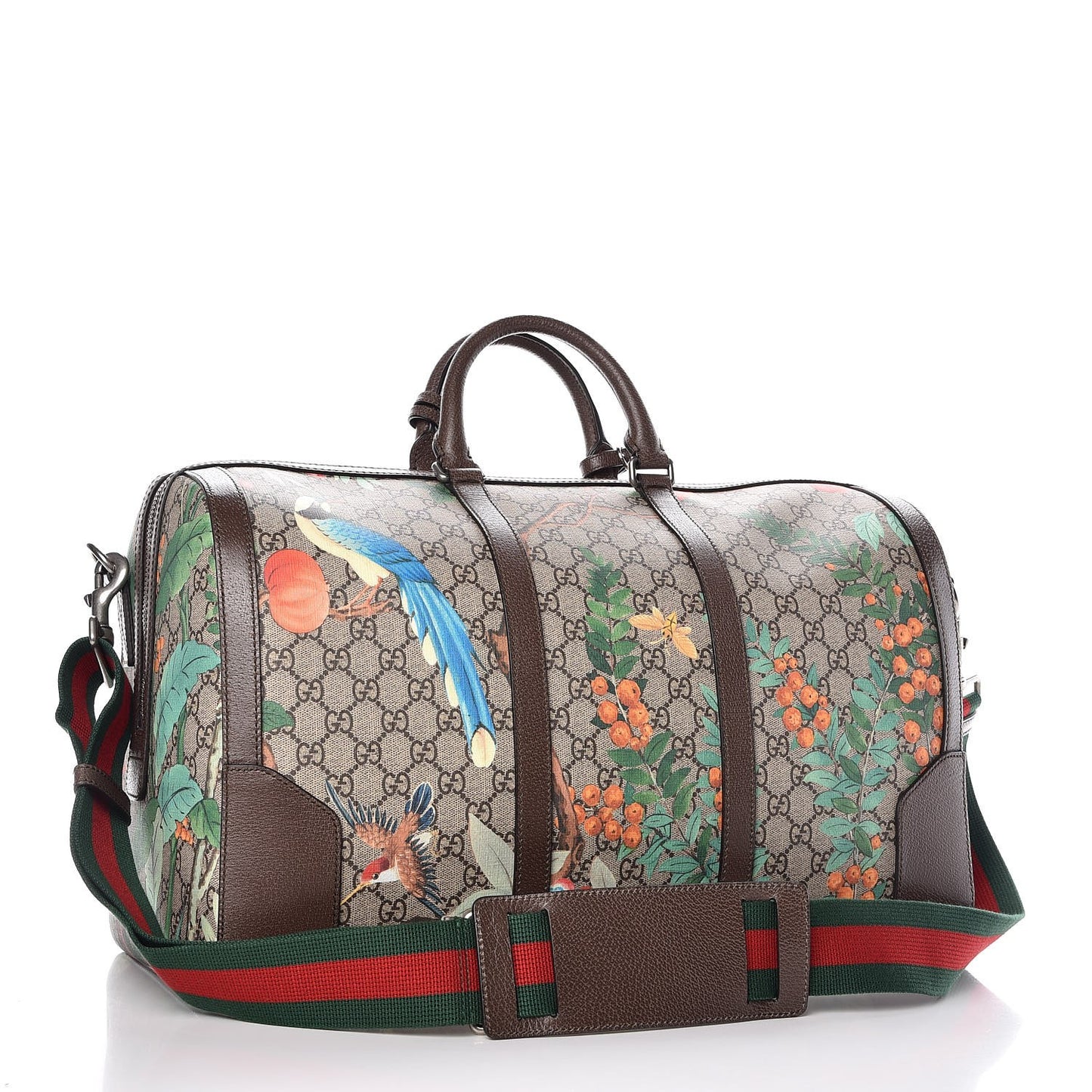 GG Supreme Monogram Tian Web Medium Duffle Beige Multicolor New Acero