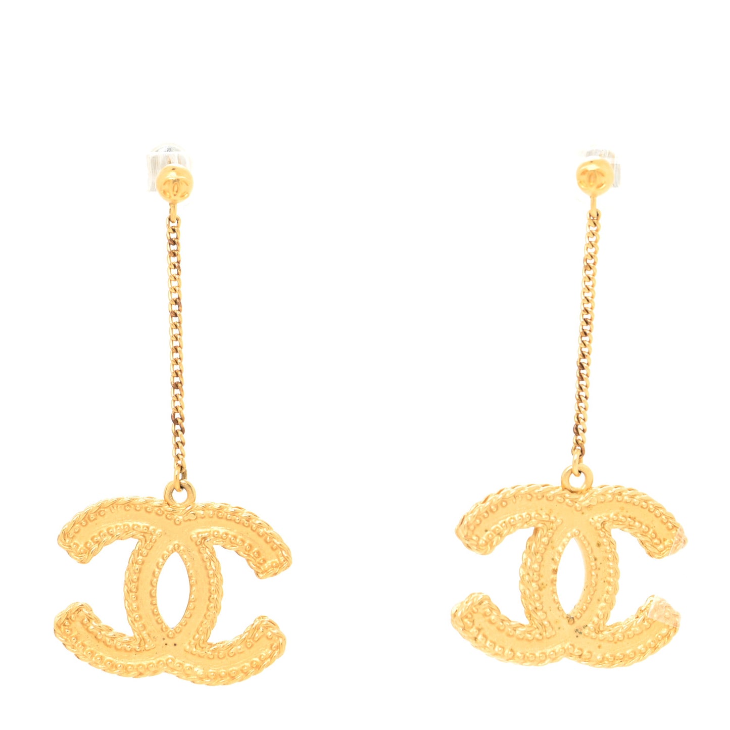 CC Drop Earrings Matte Gold
