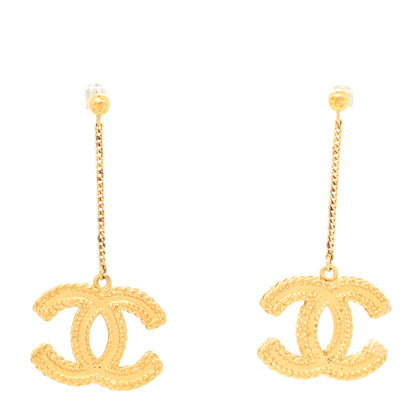 Chanel CC Drop Earrings Matte Gold 1 of 3