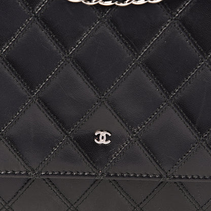 Chanel Lambskin Diamond Stitched Wallet On Chain WOC Black 11 of 12