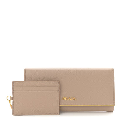 Prada Saffiano Metal Bar Continental Flap Wallet Cammeo 2 of 7