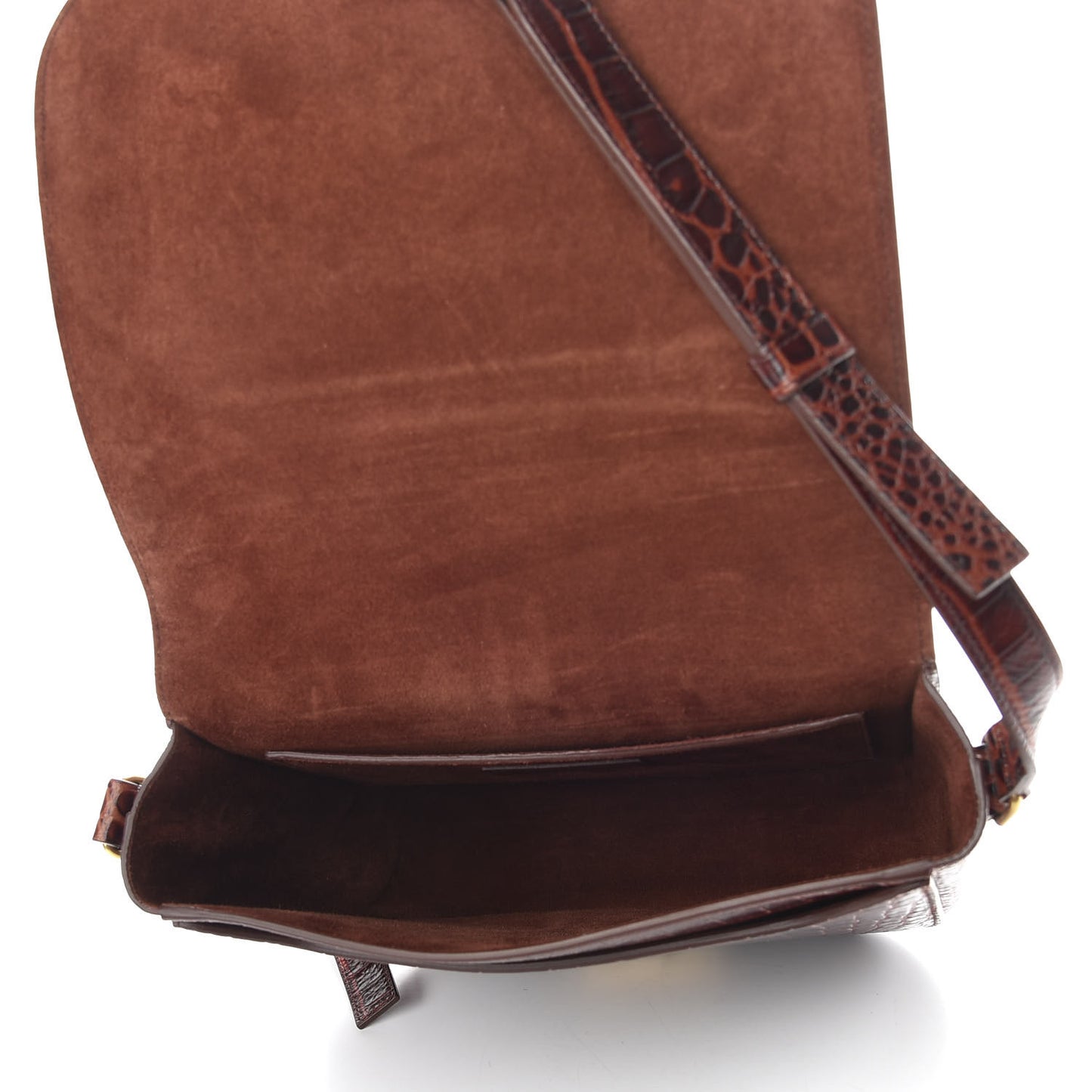 Crocodile Embossed Calfskin Betty Messenger Dark Blood