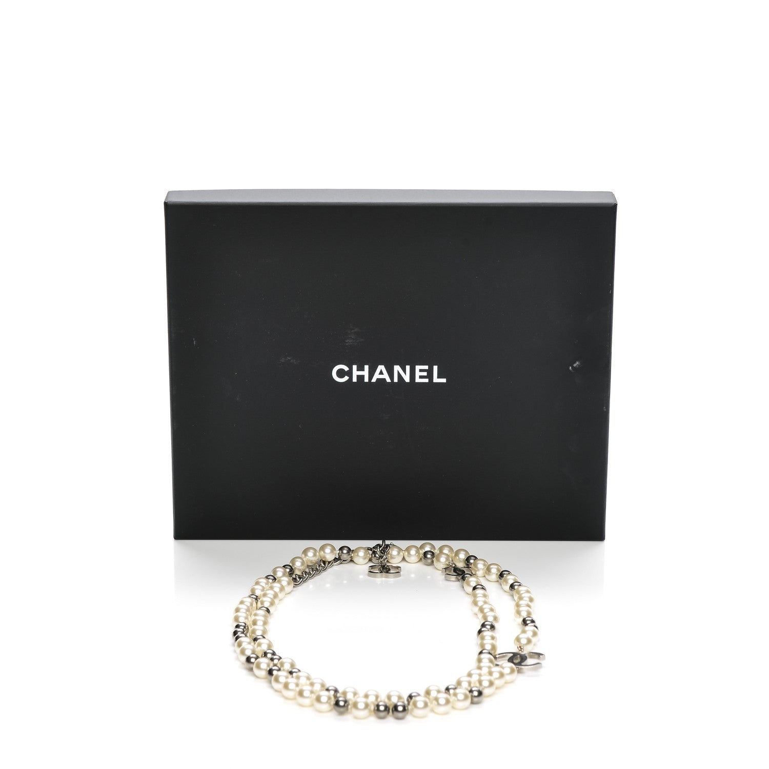 Chanel Ruthenium Pearl Beaded CC Long Necklace 5 of 5