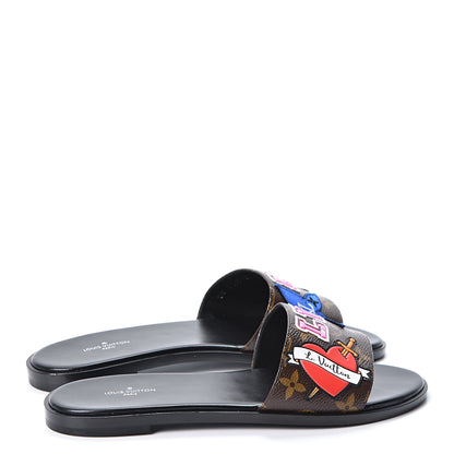 Louis Vuitton Patent Calfskin Monogram LV Black Heart Flat Mules 38 Cacao 4 of 10