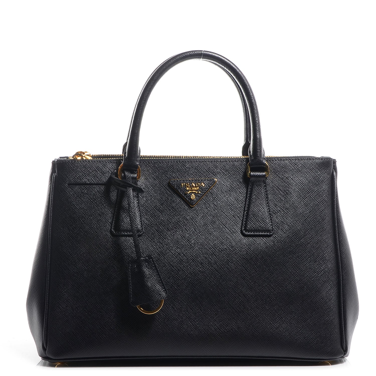 Prada Saffiano Lux Small Double Zip Tote Nero Black 1 of 12