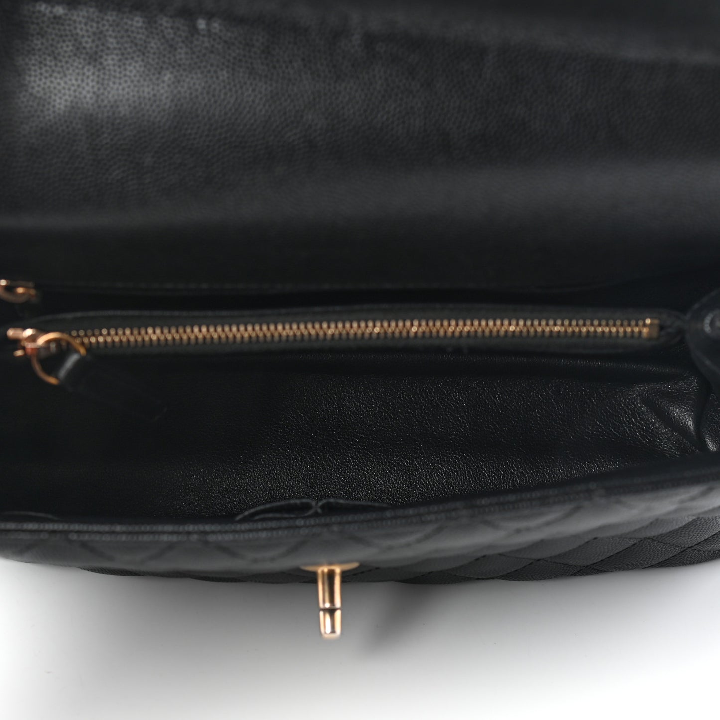 Caviar Lizard Embossed Quilted Small Coco Handle Flap Black