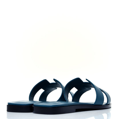 Hermes Calfskin Oran Sandals 37 Bleu Velvet 3 of 10