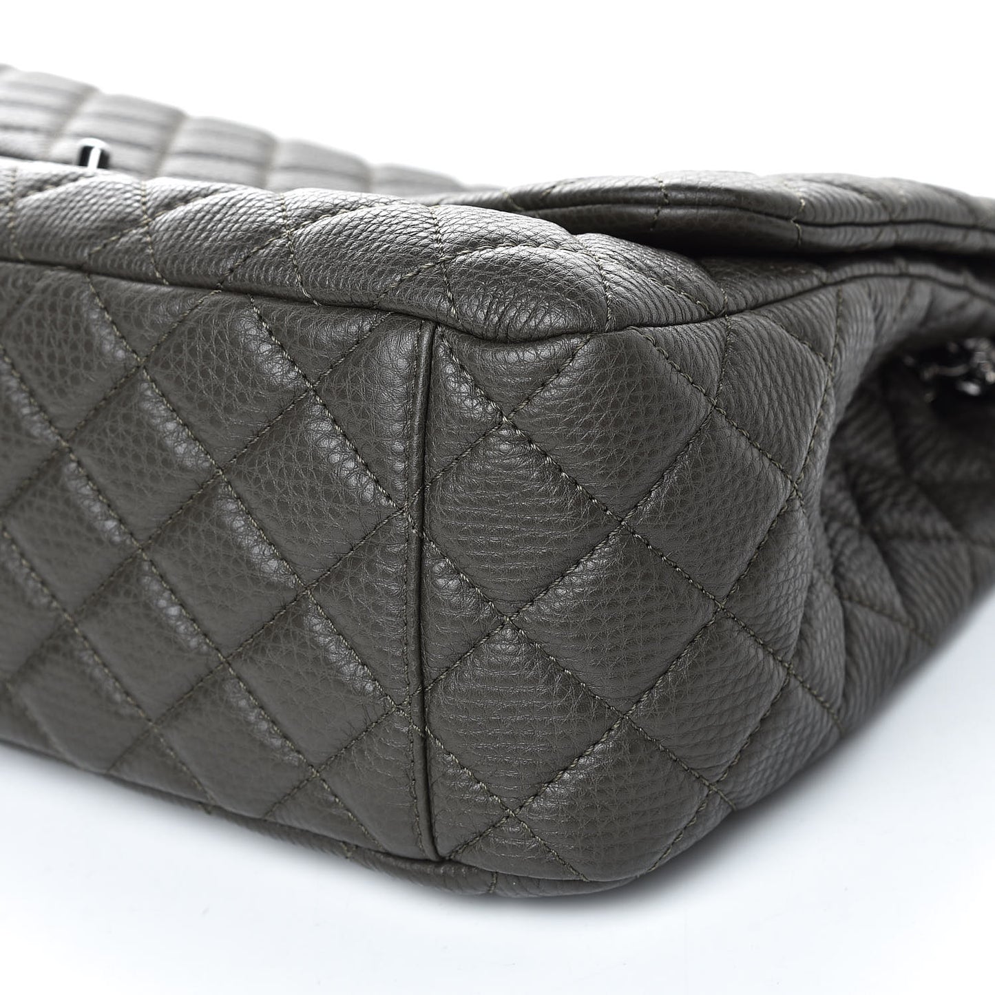 Calfskin Quilted Small XXL Travel Flap Bag Khaki