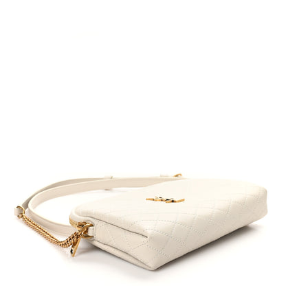 Saint Laurent Lambskin Quilted Gaby Zipped Pouch Crema Soft 4 of 11