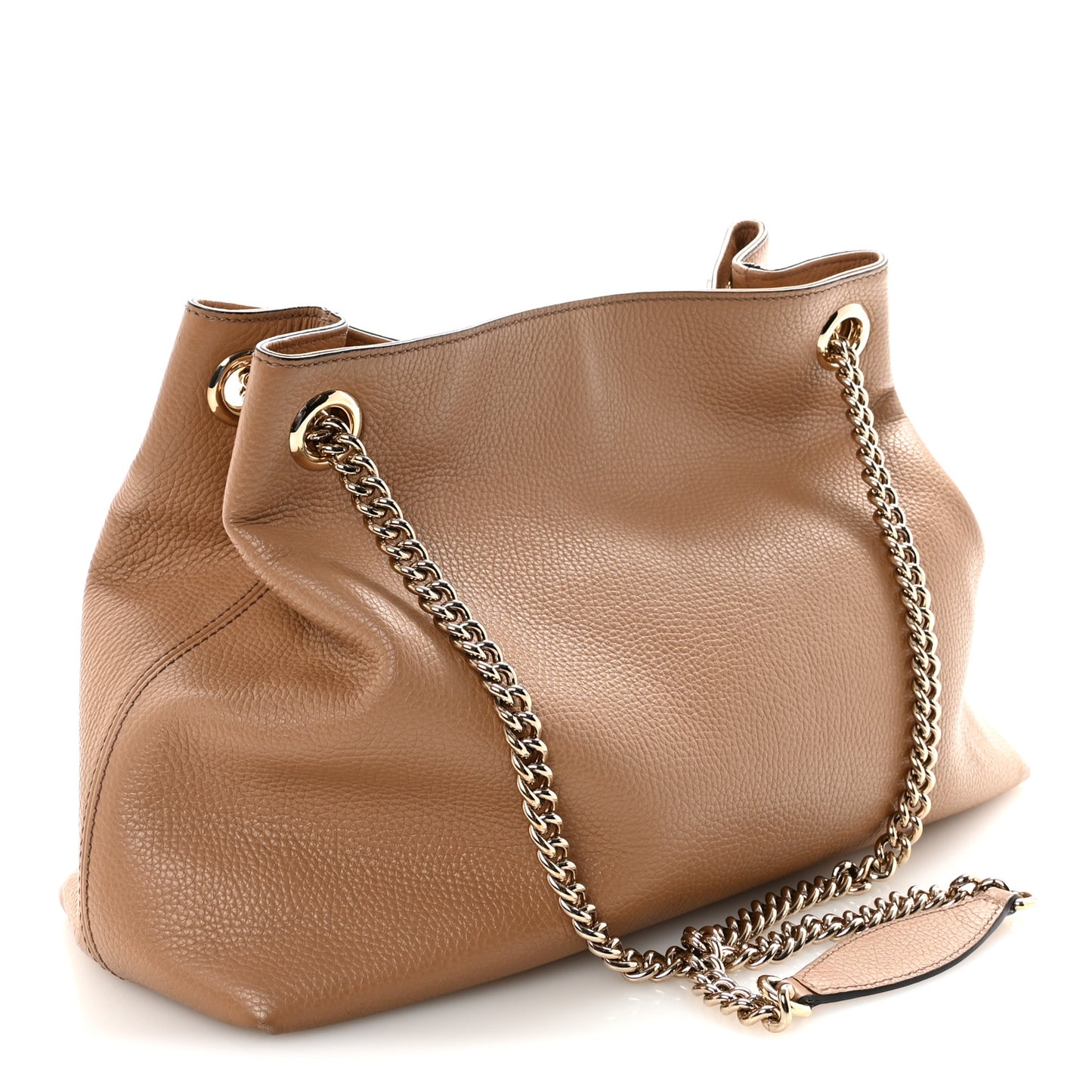 Pebbled Calfskin Medium Soho Chain Shoulder Bag Camelia