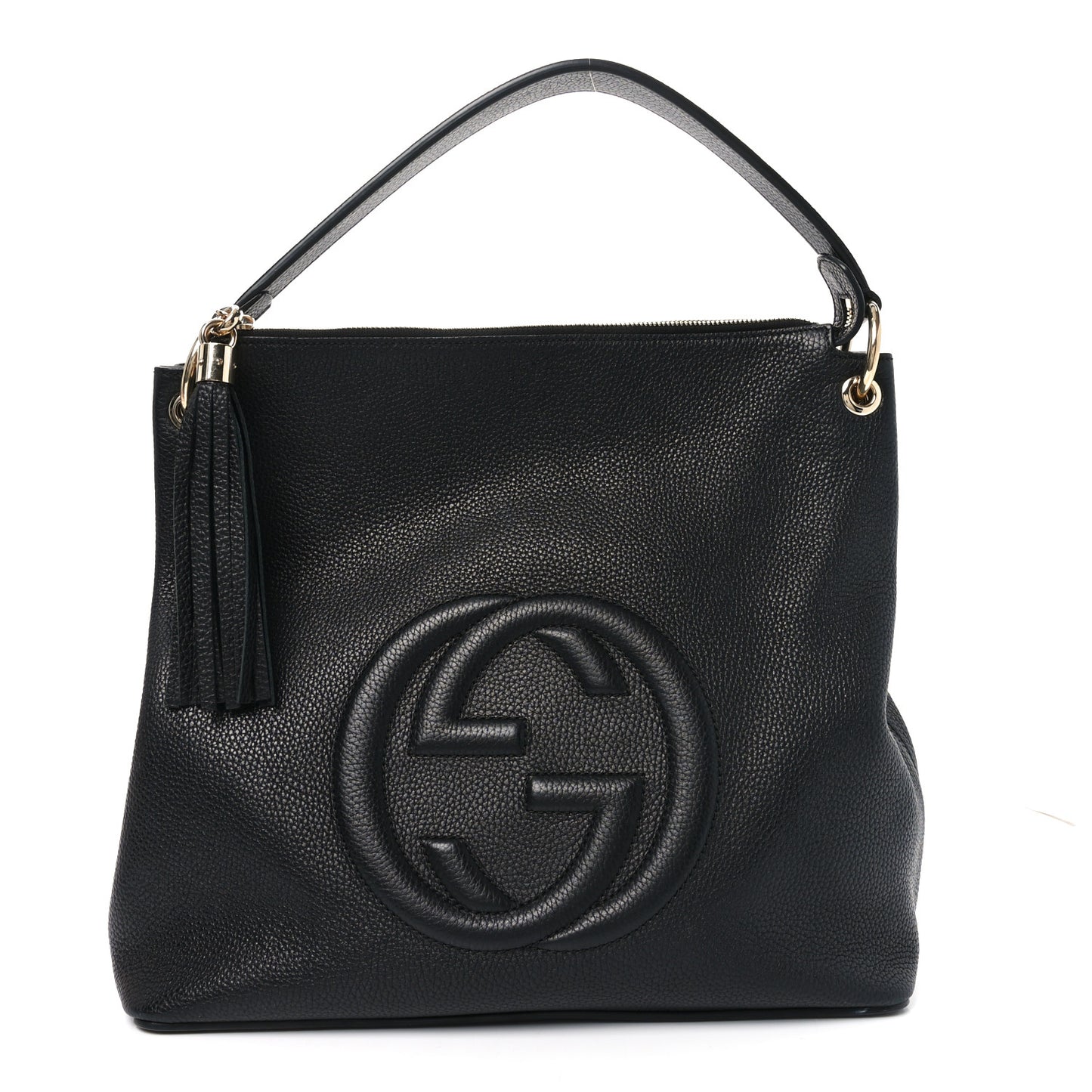 Pebbled Calfskin Large Soho Hobo Black