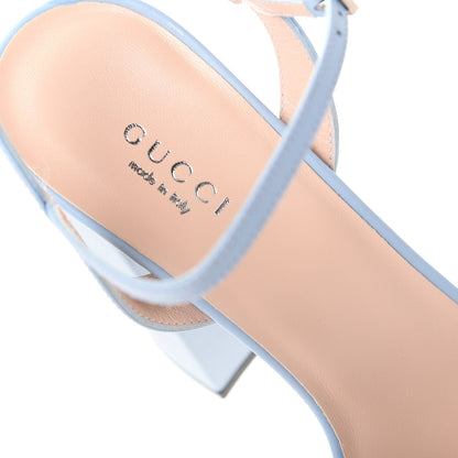 Gucci Calfskin GG Marmont Ankle Wrap 30/115mm Platform Sandals 38 Porcelain Light Blue 8 of 10