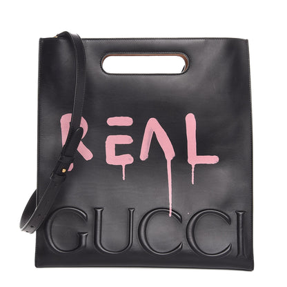 Gucci Calfskin GucciGhost Real Medium XL Tote Black Pink 1 of 6