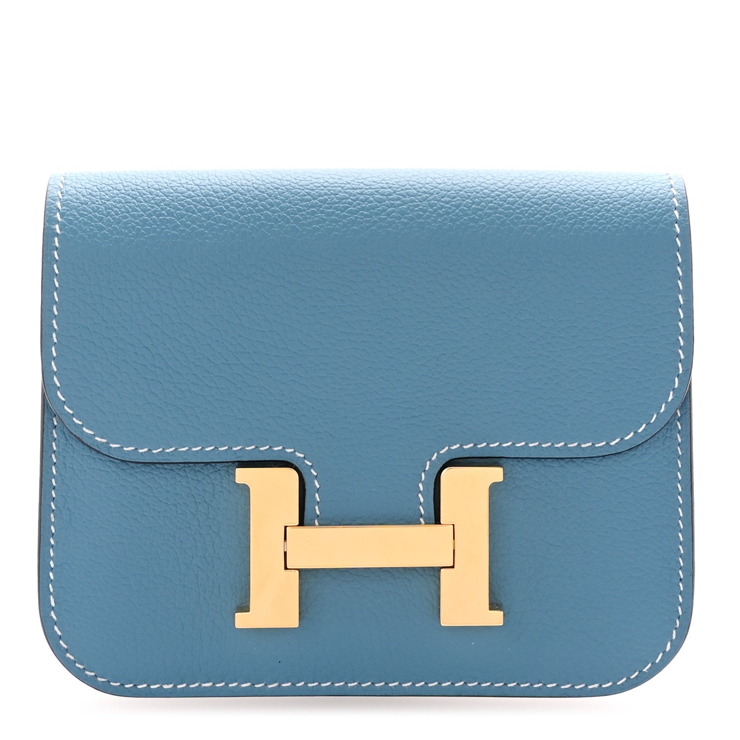 Hermes Evercolor Constance Slim Wallet Blue Jean 1 of 9