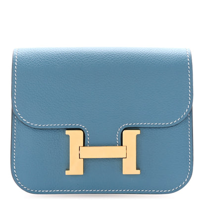 Hermes Evercolor Constance Slim Wallet Blue Jean 1 of 9