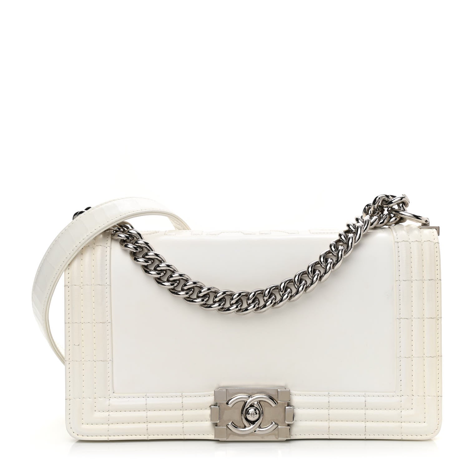 Chanel Glazed Calfskin Medium Boy Flap White 1 of 12