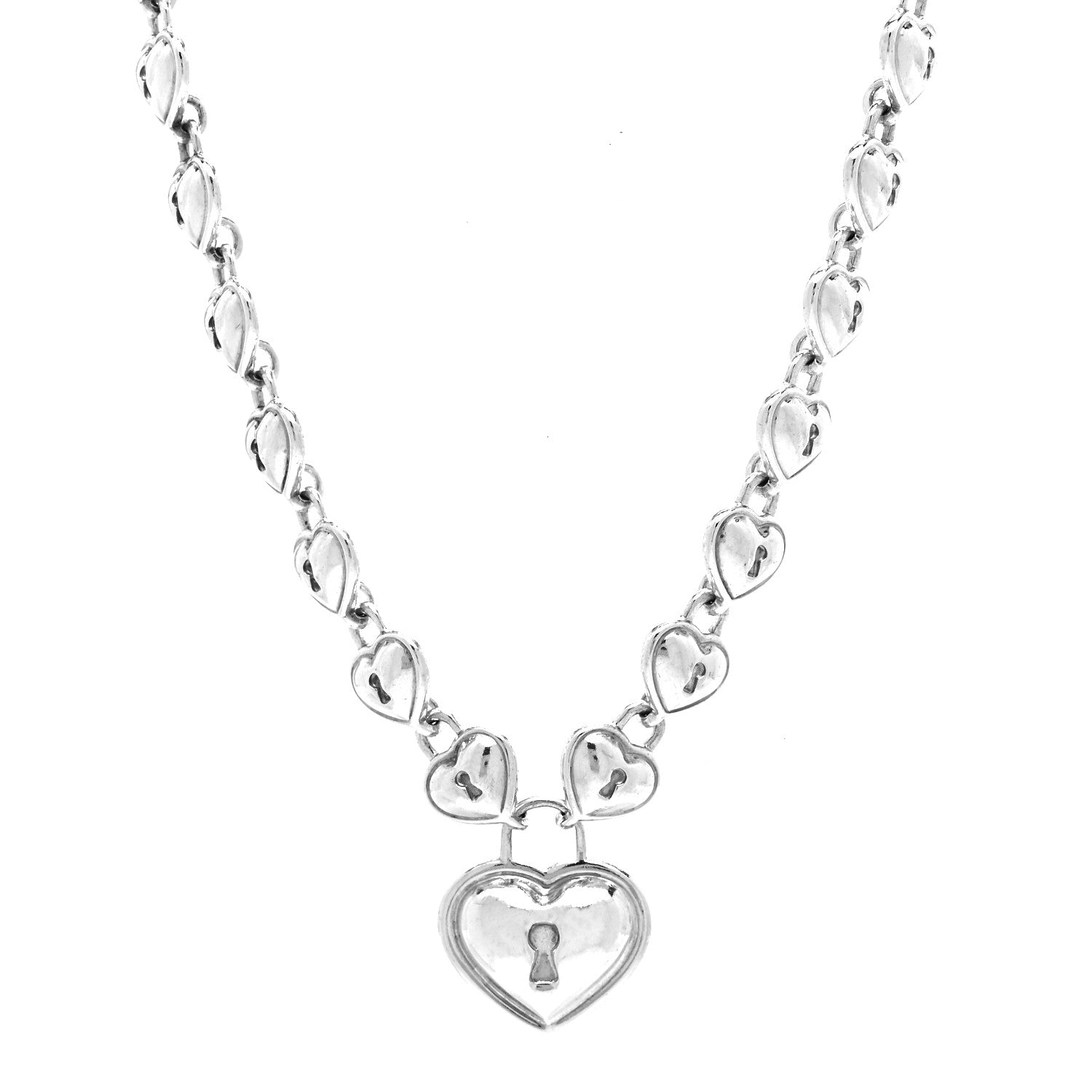 Tiffany Sterling Silver Padlock Heart Link Necklace 1 of 4